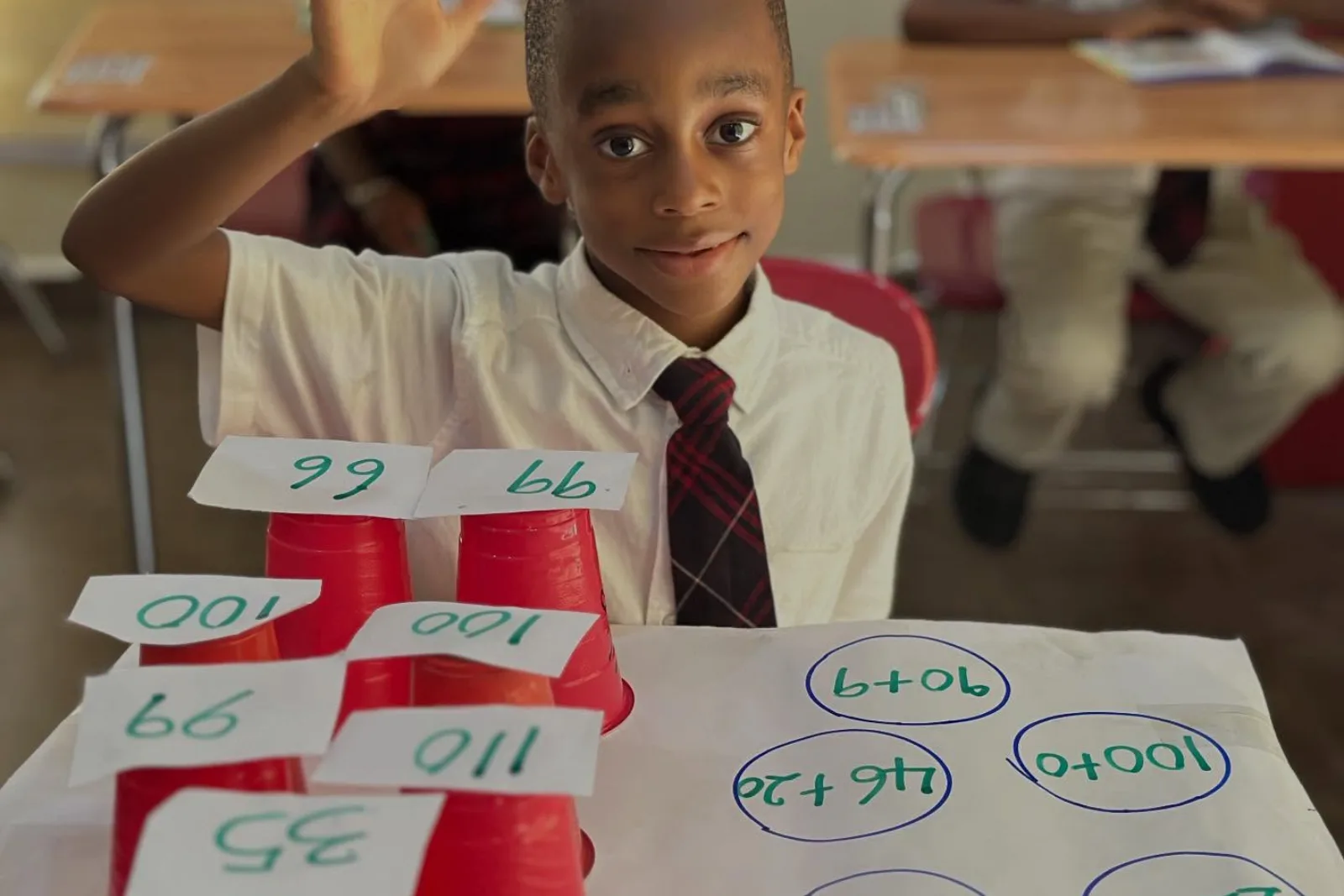 A student engaging with a maths reasoning activity.